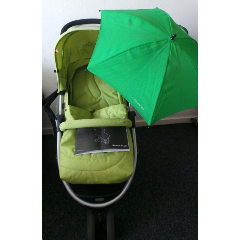 MAMAS & PAPAS LUNA MIX 3-WHEELER PUSHCHAIR/CARRYCOT,UMBRELLA,FOOTMUFF,ADAPTORS,BAG