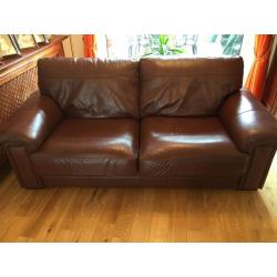 Two 3 Seater Leather Couches in Chestnut (brown)