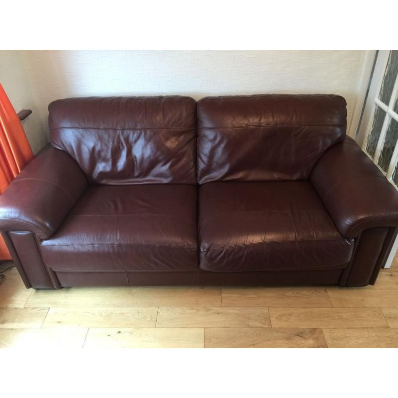 Two 3 Seater Leather Couches in Chestnut (brown)