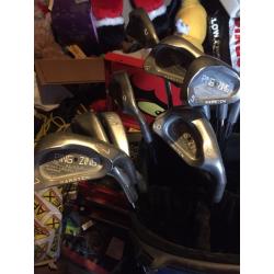Set of ping golf irons and ping stand bag clubs