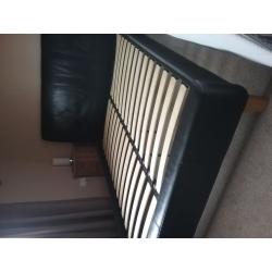 Black faux leather double bed