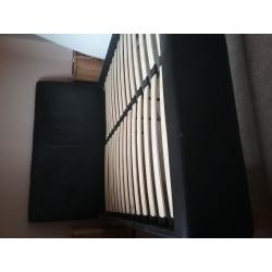 Black faux leather double bed