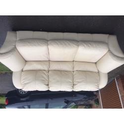 Cream leather sofa set 3+2