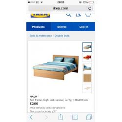 Ikea Malm oak veneer king size bed (with mattress)