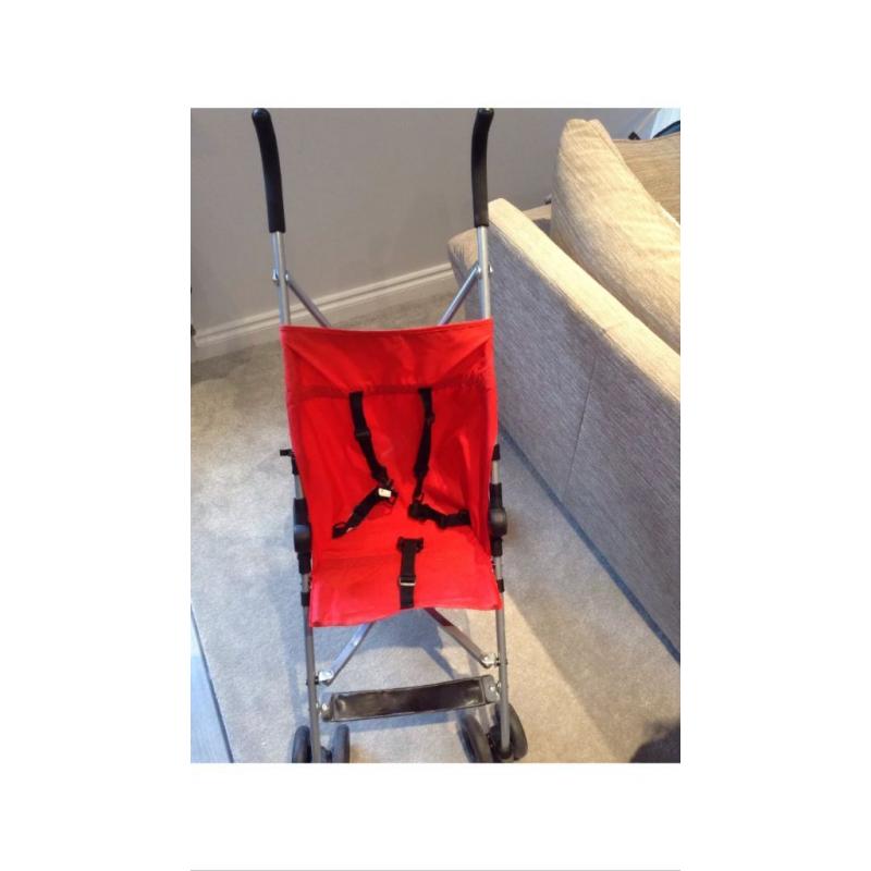 Red travel foldable lightweight pram