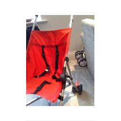 Red travel foldable lightweight pram