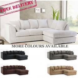 New Cheap Free Delivery Fabric Corner Sofas Jumbo Cord Foam Filled Couch