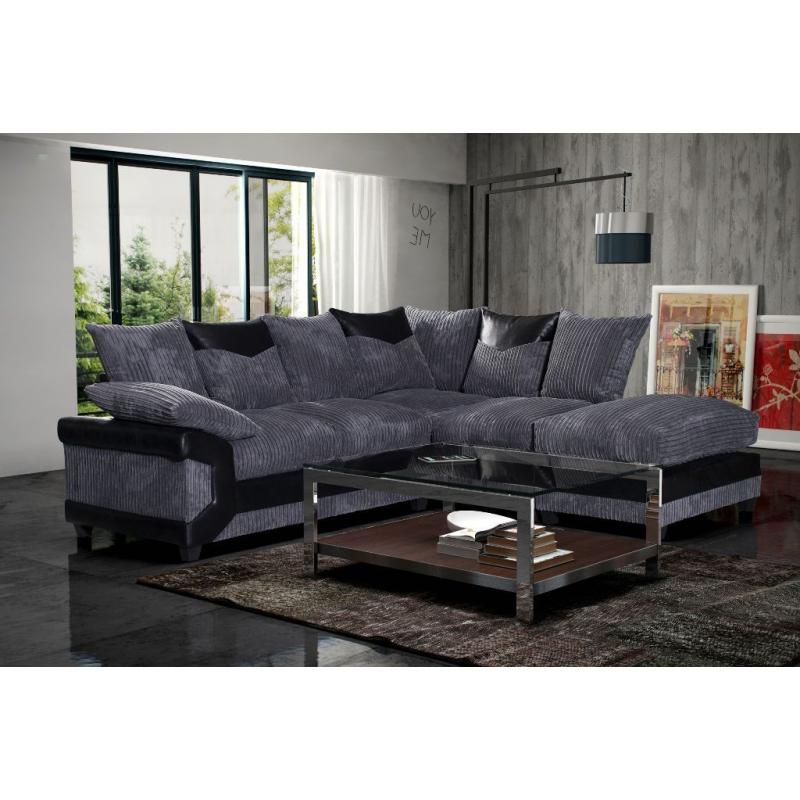 New Cheap Free Delivery Fabric Corner Sofas Jumbo Cord Foam Filled Couch