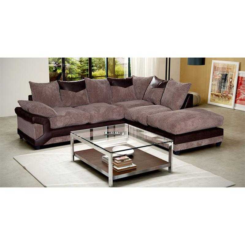 New Cheap Free Delivery Fabric Corner Sofas Jumbo Cord Foam Filled Couch