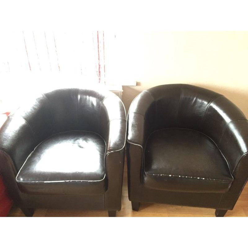 Two black leather Sofas