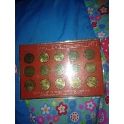 1953-1967 brass three pence coins