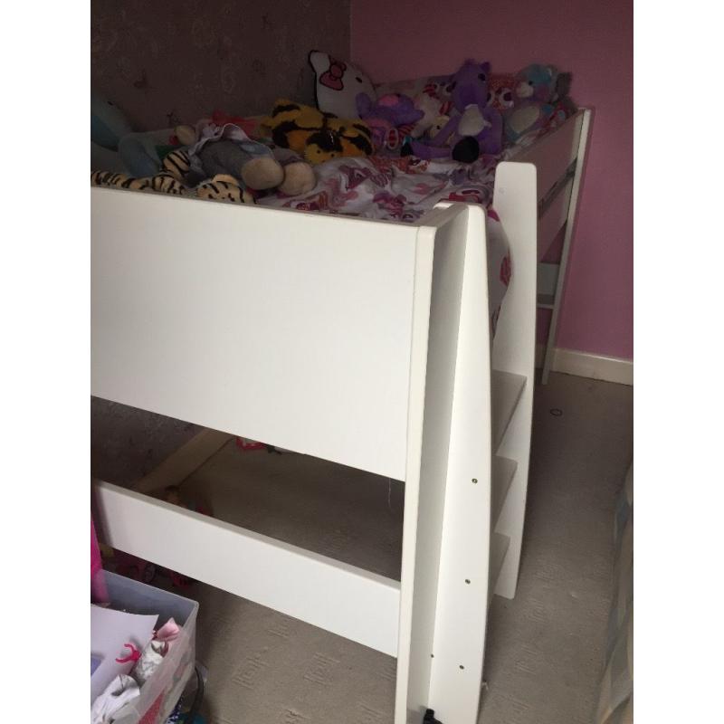 White mid sleeper single bed