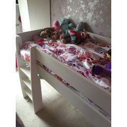 White mid sleeper single bed