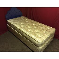 SINGLE DIVAN BED WITH MATTRESS AND HEADBOARD ,CAN DELIVER