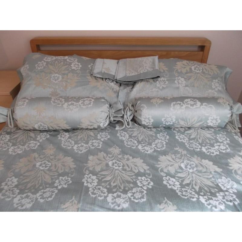 Bed bundle - throw / bed cover - quilt cover - pillowcases - curtains - bolster cushions - sage