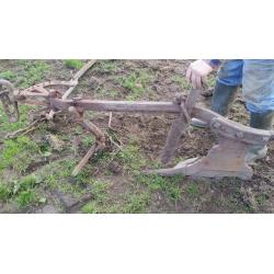 Horse drawn plough and grubber vintage farming