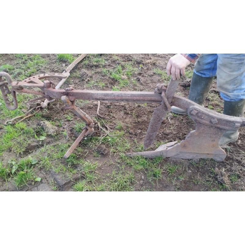 Horse drawn plough and grubber vintage farming