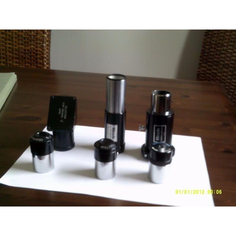 Telescope eyepieces and associated bits x 6