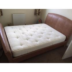 Doubled bed faux leather - pocket sprung mattress