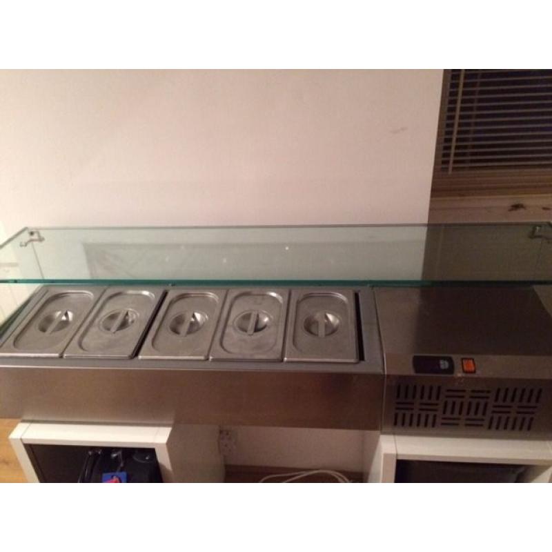 Refrigerated Counter Servery Prep unit for sale with 5 gastronorm containers