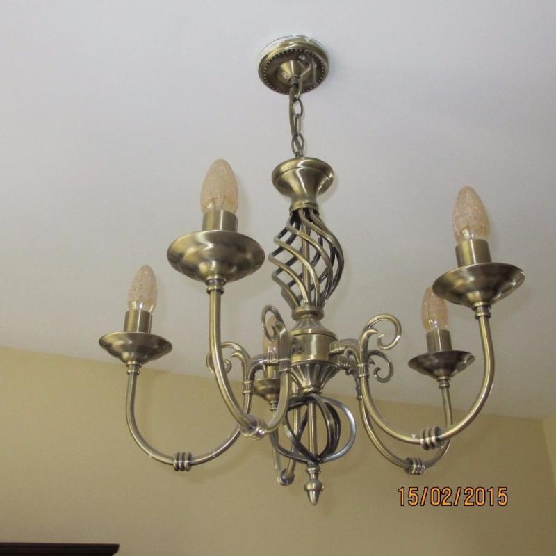 Antique brass chandelier pendant light fitting. Excellent condition.