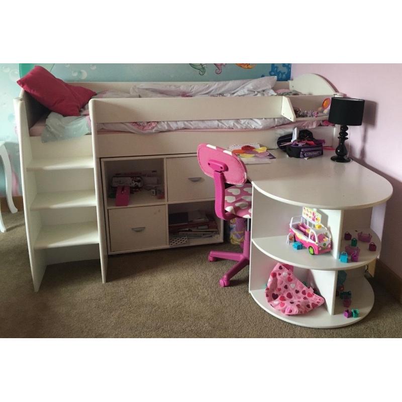 Cabin bed white with desk