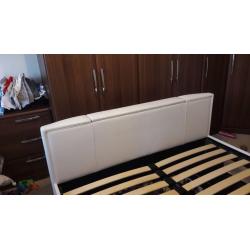 White leather kingsize TV bed