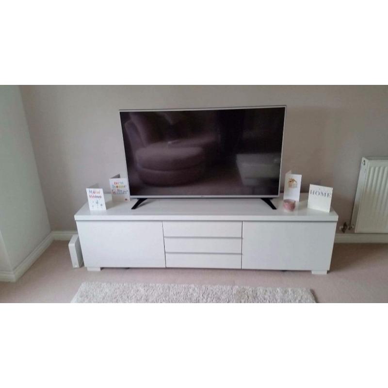 High gloss white tv bench 180x41cm, NEW