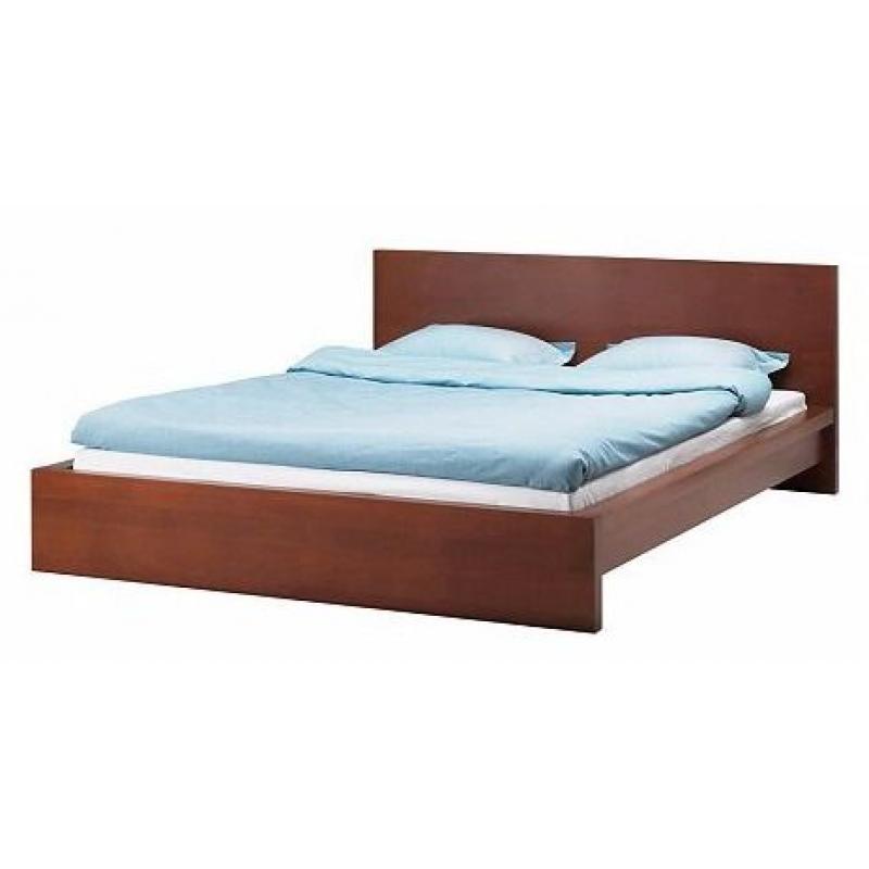 Ikea King size Malm brown bed (no mattress)