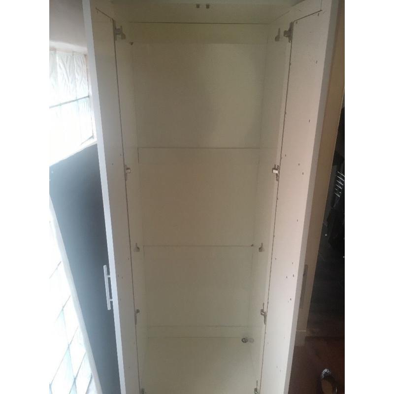 White high gloss double wardrobe