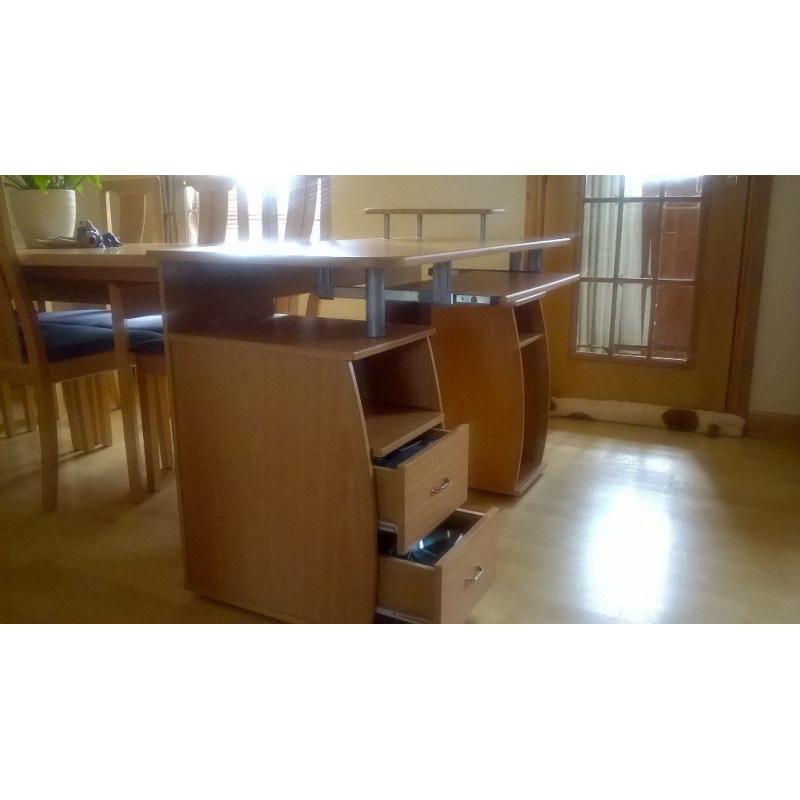 COMPUTER DESK , GOOD CONDITION... TEAK EFFECT ...FOR SALE. COLLECTION ONLY.