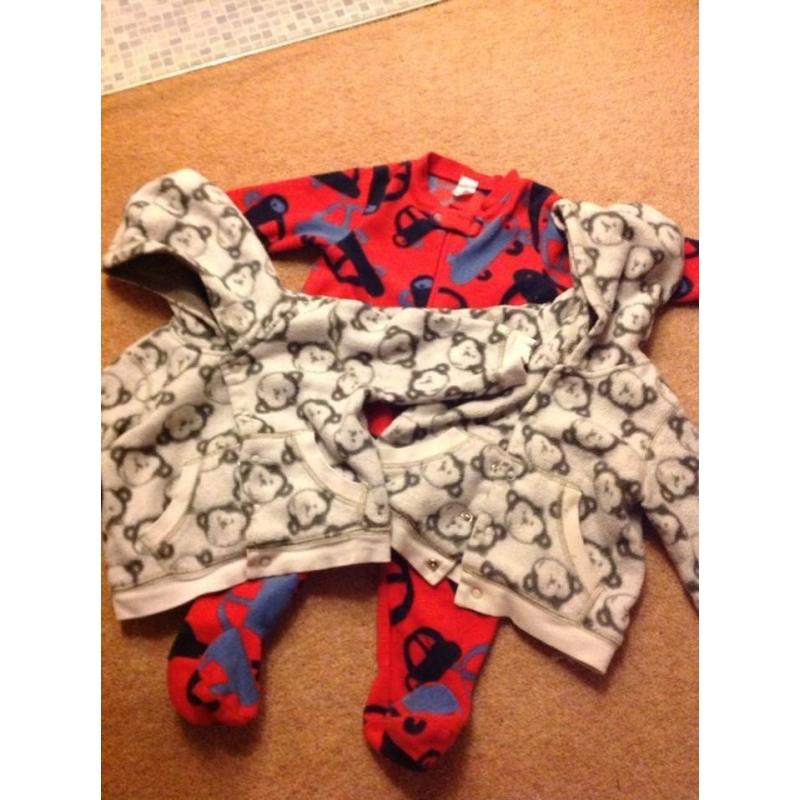 2 fleece jackets and 1 sleepsuits 3-6 months