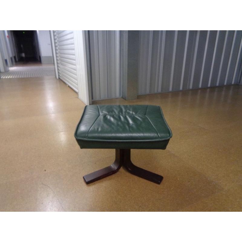 Dark green leather footstool, excellent condition