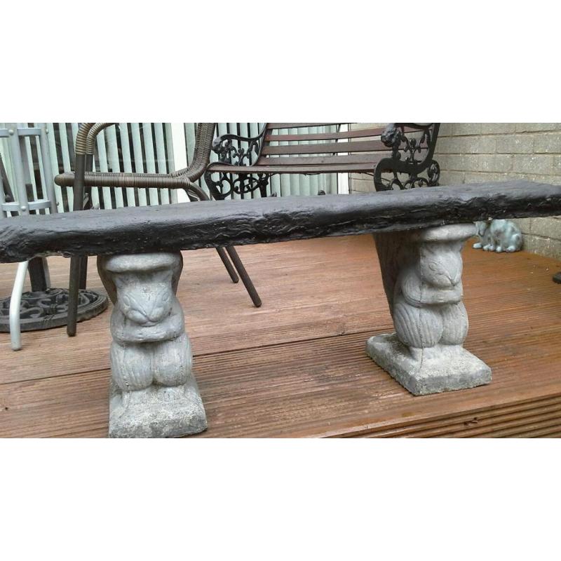 Concrete garden squirrel bench