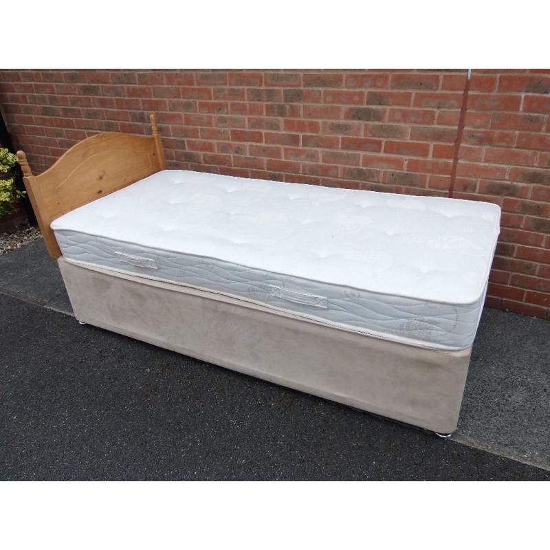 Single divan bed with mattress and headboard - Can deliver