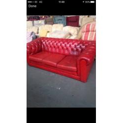 Red Chesterfield sofa delivery available