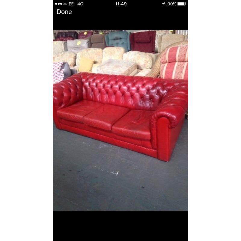 Red Chesterfield sofa delivery available