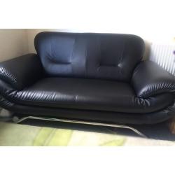 2 seater and 3 seaters black lather sofa for sale very good condition 79.99 ono