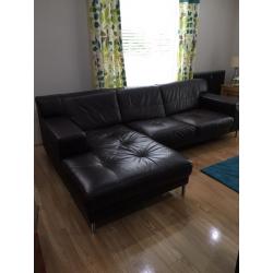 Brown leather corner sofa