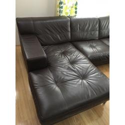 Brown leather corner sofa