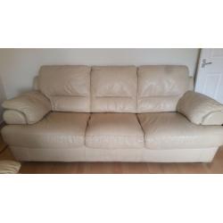 Cream leather sofa and arm chair