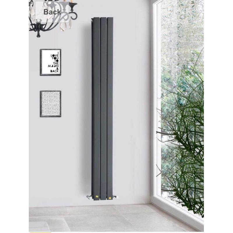 Vertical column anthracite designer radiator