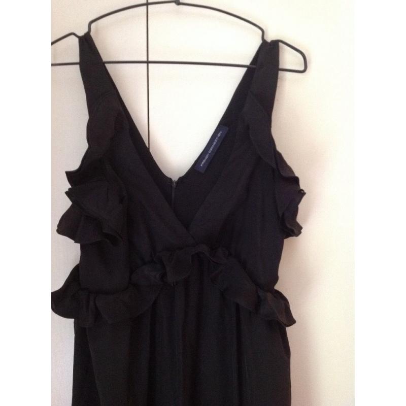 French Connection Size 10 100% Silk ruffle top black maxi dress / ball gown