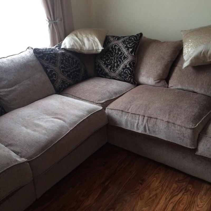 light brown soft velour corner sofa with extra pieces