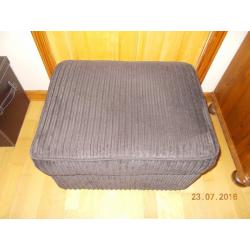 2 x 2 seater dark brown chenille sofas and footstool - VGC - Must go!