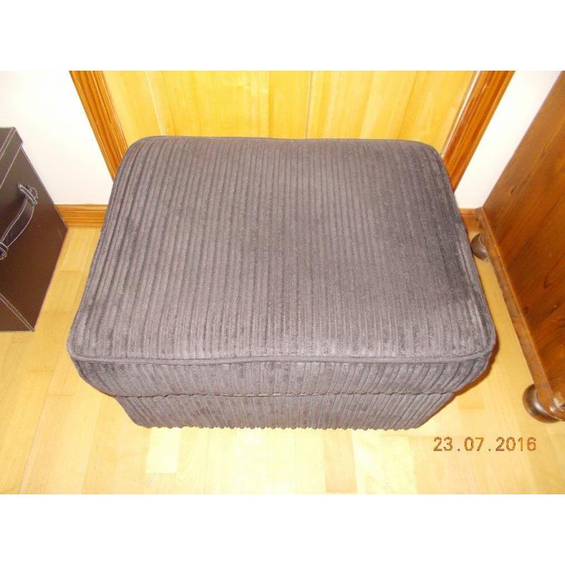 2 x 2 seater dark brown chenille sofas and footstool - VGC - Must go!