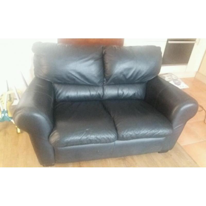 Black leather sofa