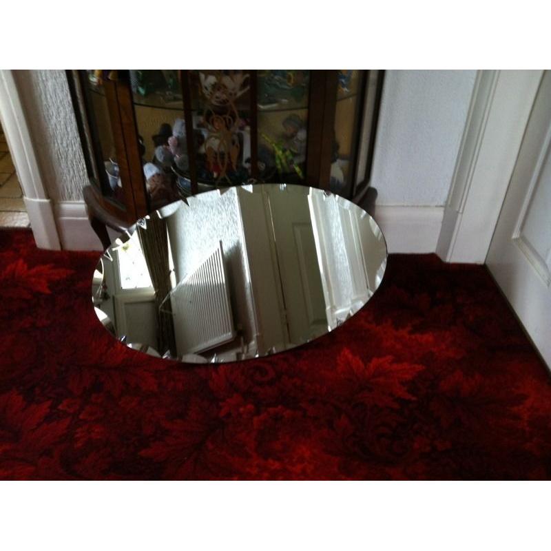 Vintage Art Deco Bevelled oval mirror