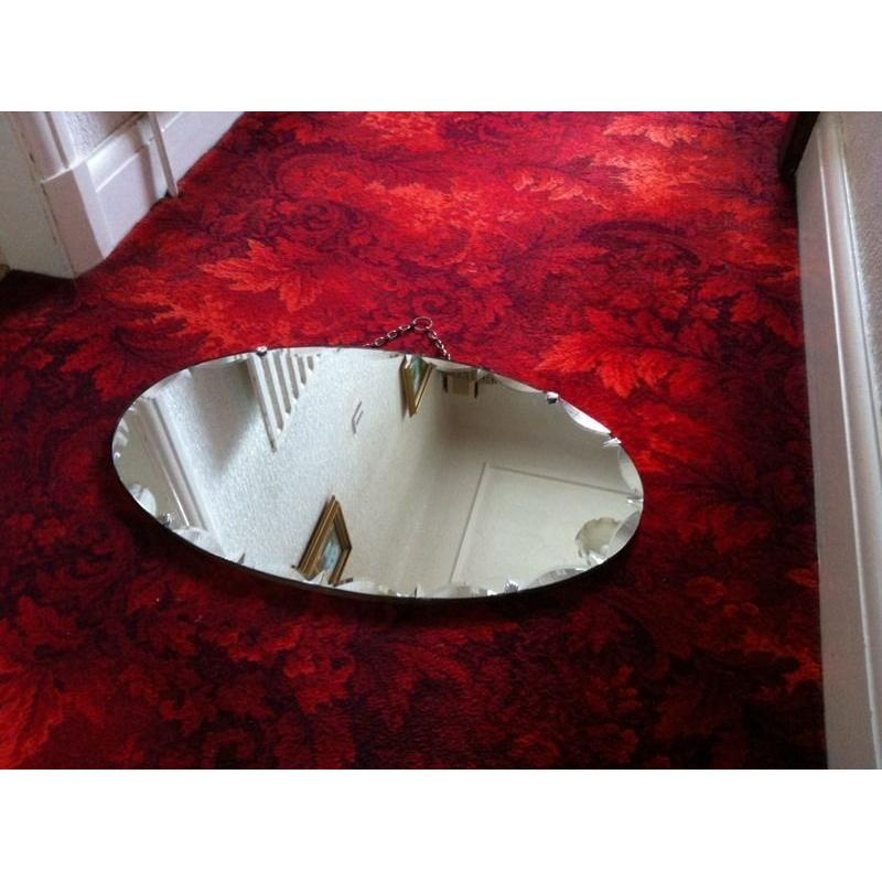 Vintage Art Deco Bevelled oval mirror