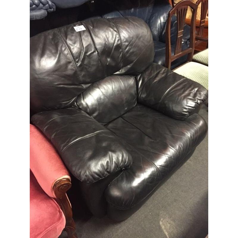 Black leather recliner chair